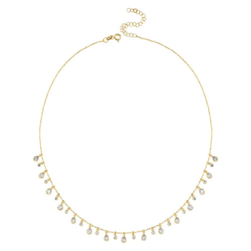Multi Damla Taşlı Gold Gümüş Kolye - CNG Jewels