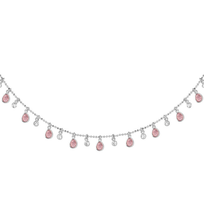 Multi Pembe Damla Taşlı Gümüş Kolye - 2