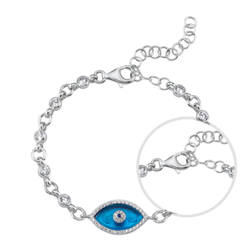 Murano Glass Almond Eye Silver Women's Bracelet - 3