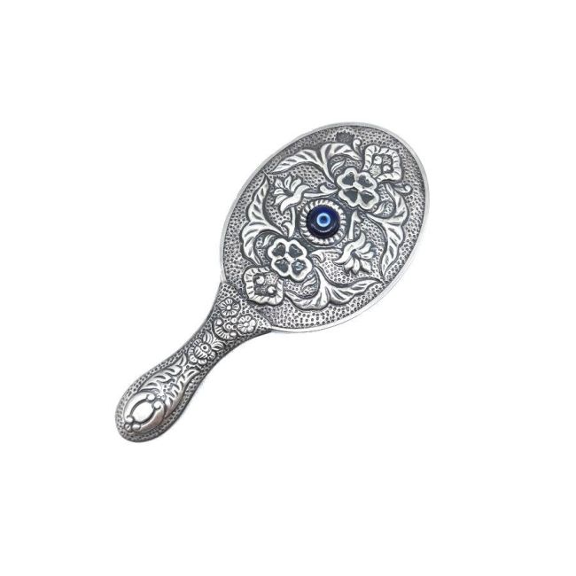 Nazar Boncuklu Gümüş El Aynası - 1