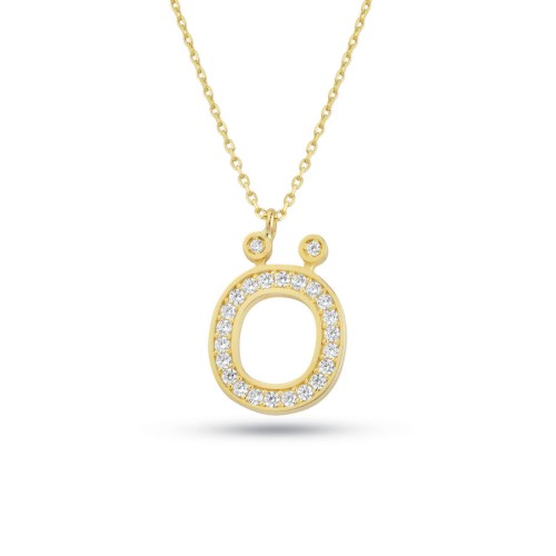Gold Necklace with Letter Ö Stone - 1