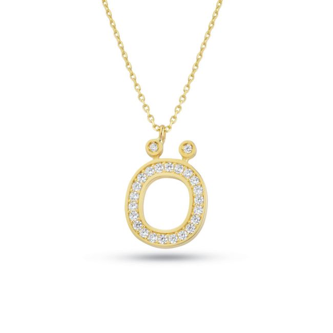 Gold Necklace with Letter Ö Stone - 1