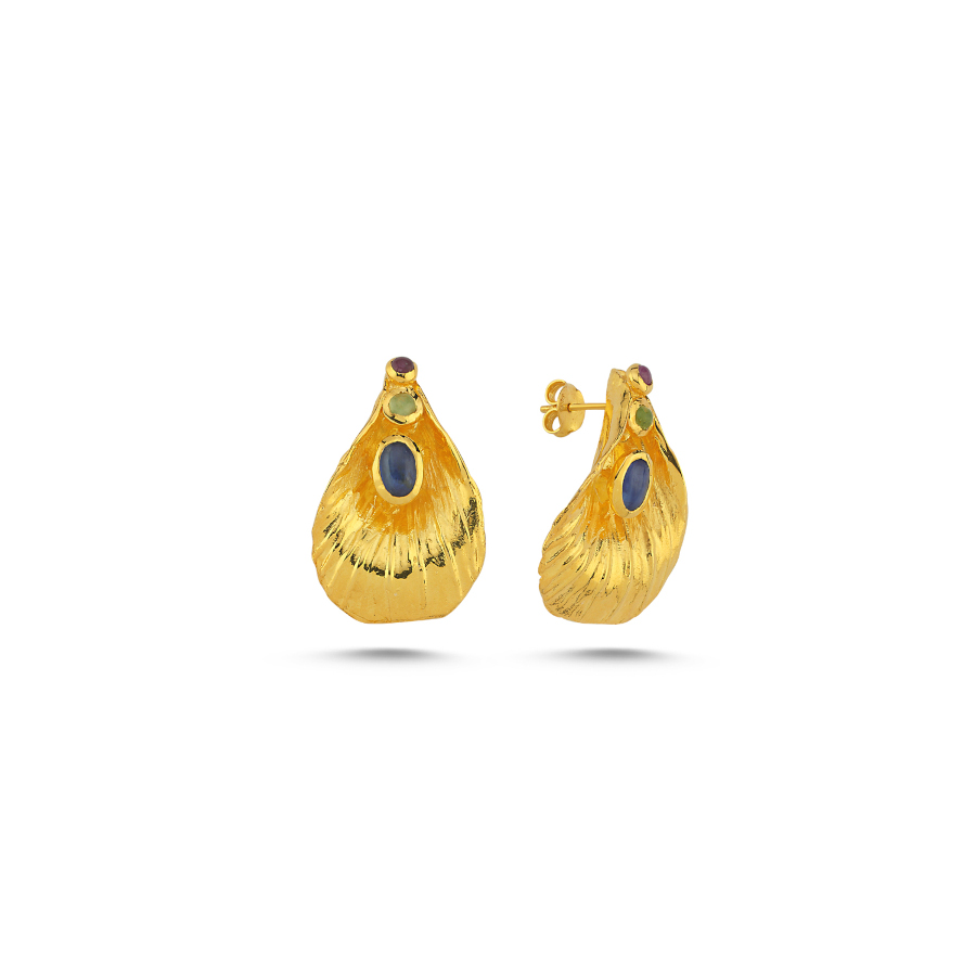 Ocean Kyanit Taşlı Tasarım Gümüş Küpe - CNG Jewels
