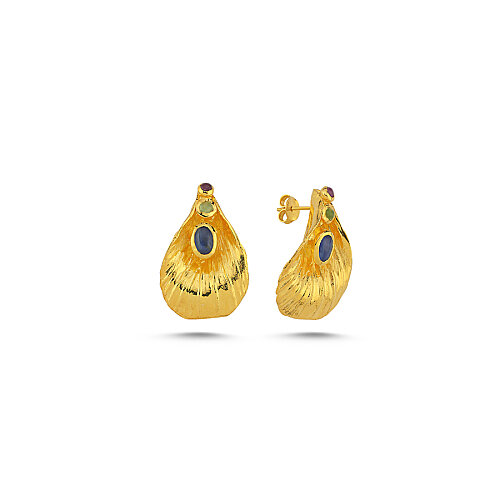Ocean Kyanit Taşlı Tasarım Gümüş Küpe - CNG Jewels
