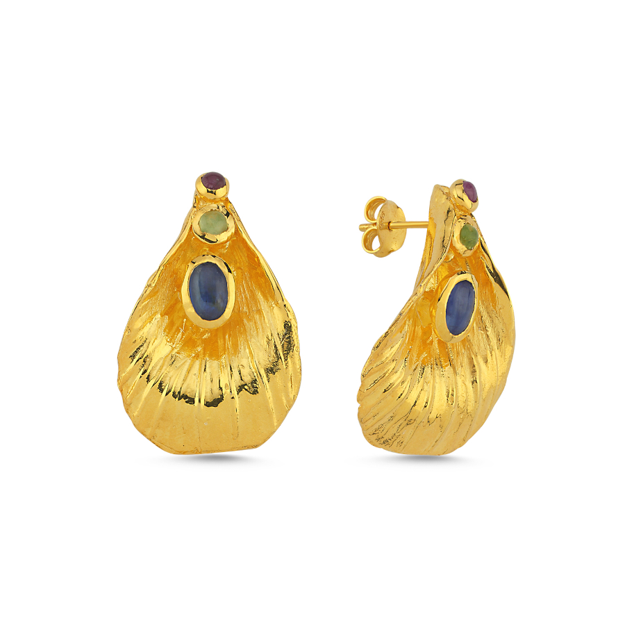 Ocean Kyanit Taşlı Tasarım Gümüş Küpe - CNG Jewels