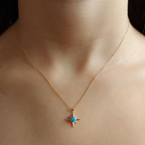 North Star Gold Silver Women's Necklace with Opal Stone - CNG Jewels