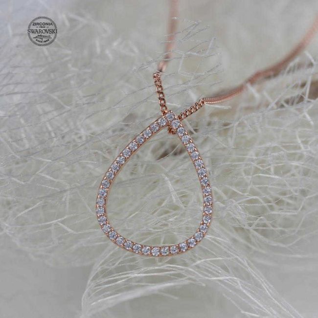 Swarovski Stone Water Drop Silver Women's Necklace - 2