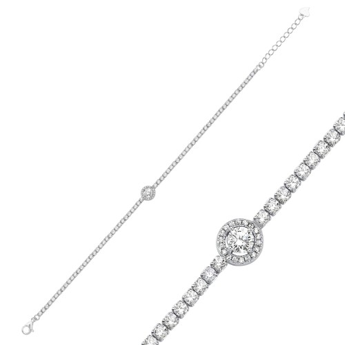 Ortası Tektaş 2mm Su Yolu Gümüş Bileklik - 1