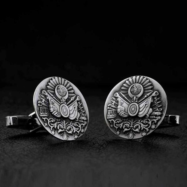 Silver Cufflinks with Ottoman State Coat of Arms - 1