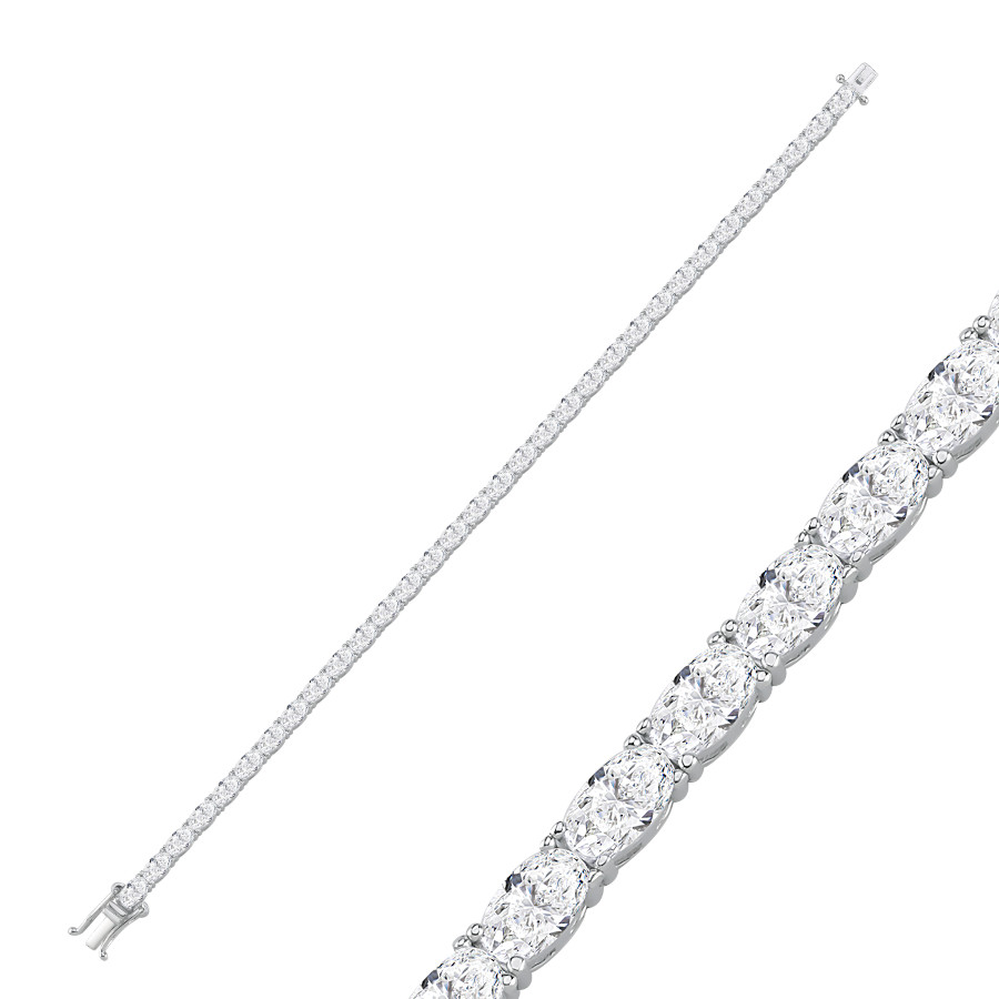 Oval Taşlı Su Yolu Gümüş Bileklik - CNG Jewels