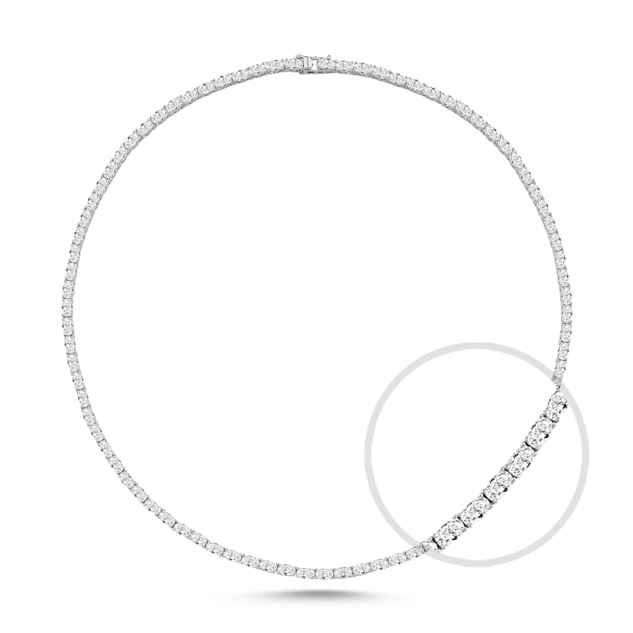 Oval Taşlı Su Yolu Gümüş Kolye - CNG Jewels