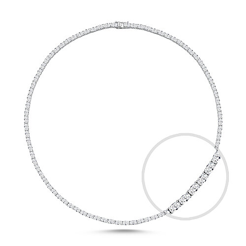 Oval Taşlı Su Yolu Gümüş Kolye - CNG Jewels