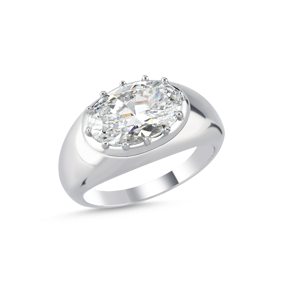 Oval Tektaş Kadın Gümüş Yüzük - CNG Jewels
