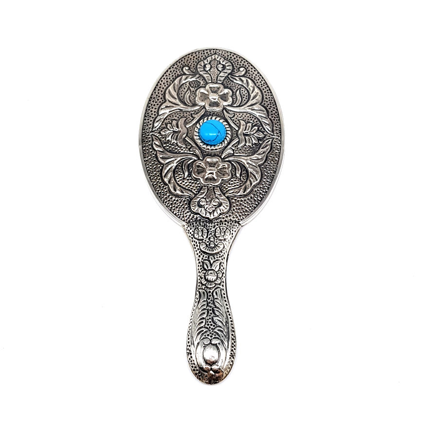 Oval Turkuaz Taşlı Gümüş El Aynası No.2 - CNG Jewels (1)