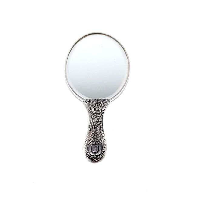 Oval Turquoise Stone Silver Hand Mirror No.2 - 3