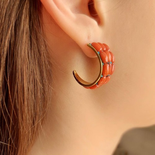 Special Design Corallo Gold Silver Women's Earrings - CNG Jewels (1)