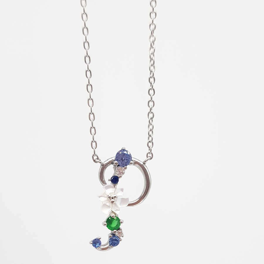 Letter P Floral Silver Women's Necklace - CNG Jewels