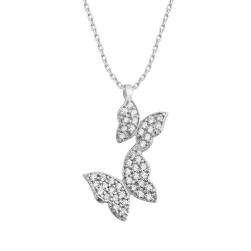 Papilio Double Butterfly Silver Women's Necklace - 1
