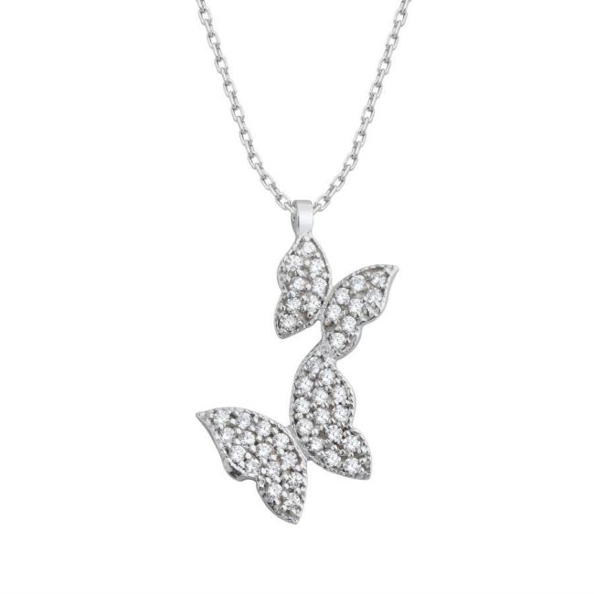 Papilio Double Butterfly Silver Women's Necklace
