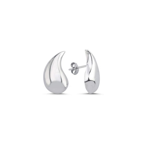 Shiny Flat Comma Women's Silver Earrings - 1