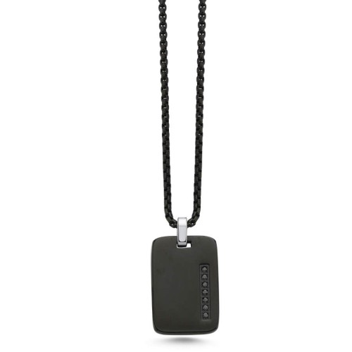 Shiny Black Plate Steel Men's Necklace - CNG Jewels