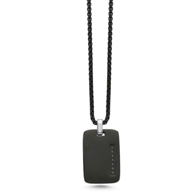 Shiny Black Plate Steel Men's Necklace - 1