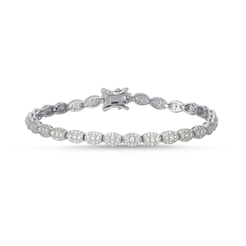 Pave Almond Silver Waterway Bracelet - 3