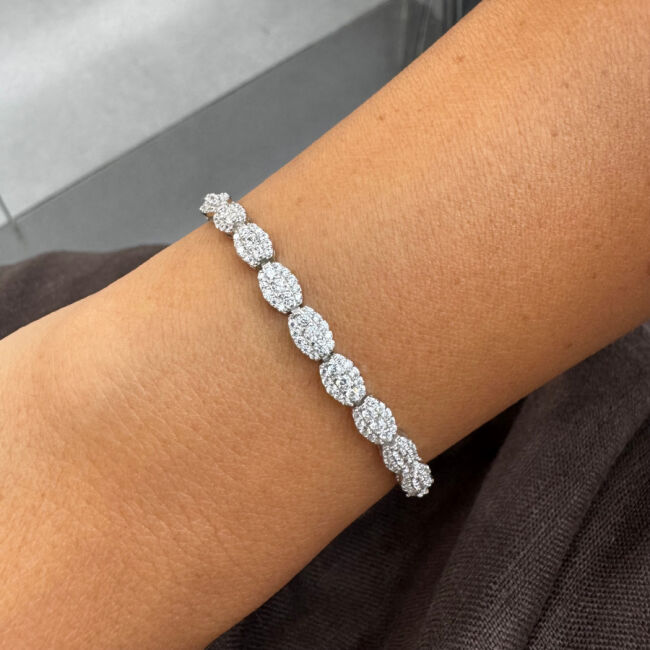 Pave Almond Silver Waterway Bracelet - 2