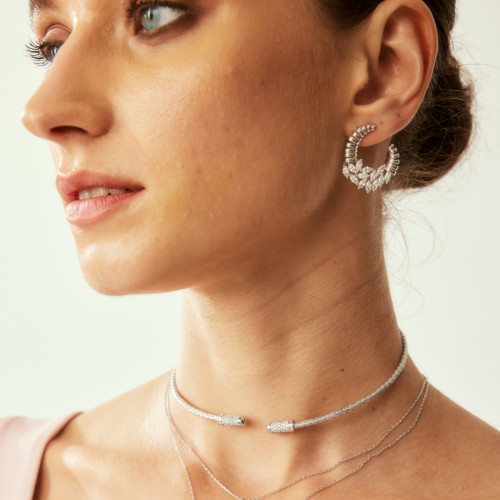 Pave Marquise Slice Women's Silver Earrings - CNG Jewels (1)