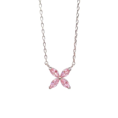 Pink Marquise Rose Silver Women's Necklace - CNG Jewels