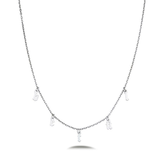 Personalized Gothic Initial Silver Name Necklace - 1