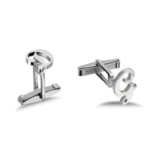 Personalized Silver Letter Cufflinks - Thumbnail