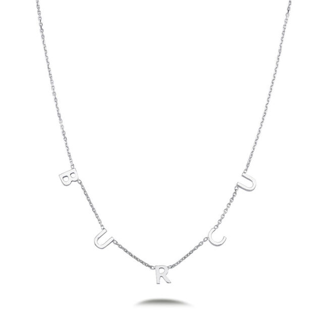 Personalized Silver Name Necklace with Initials on a Chain - 1