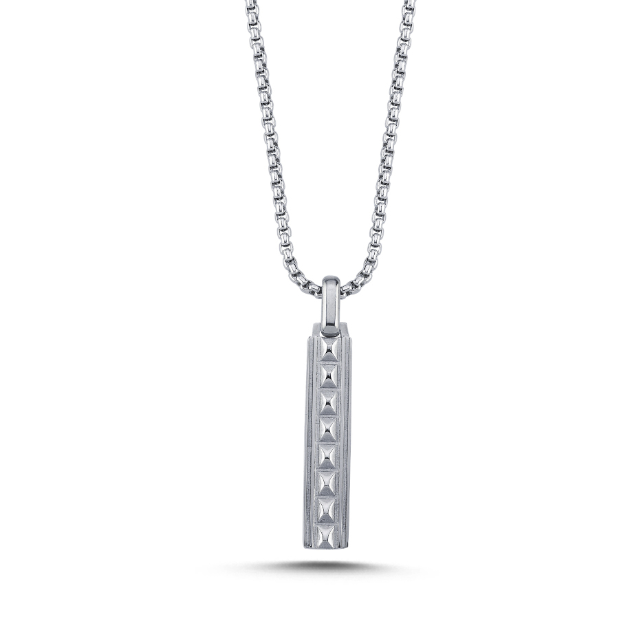 Pyramid Bar Steel Men's Necklace - CNG Jewels