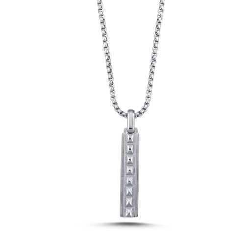 Pyramid Bar Steel Men's Necklace - CNG Jewels