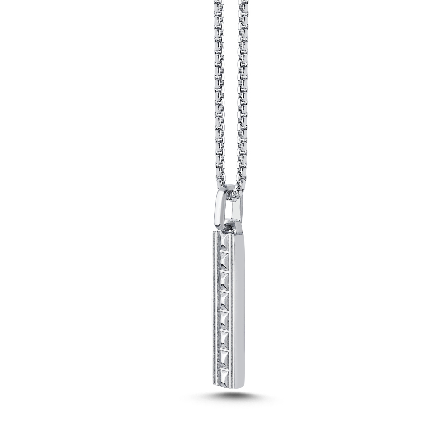 Pyramid Bar Steel Men's Necklace - CNG Jewels (1)