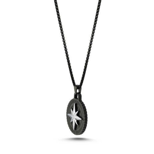 Compass Black Men's Steel Necklace - CNG Jewels (1)