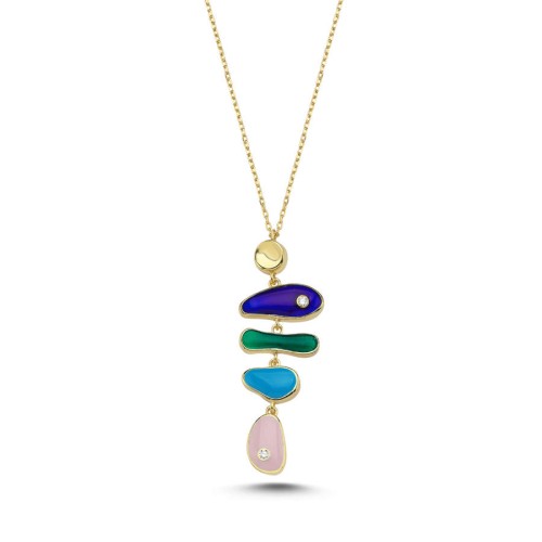 Colorful Enameled Fish Silver Women's Necklace - CNG Jewels