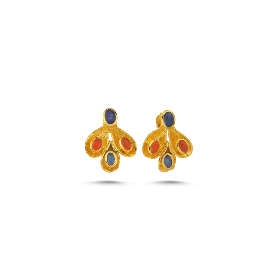 Riviera Doğal Taşlı Tasarım Gümüş Küpe - CNG Jewels