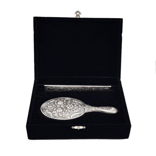 Rose Hand Mirror Comb Double Silver Set No 2 - Thumbnail