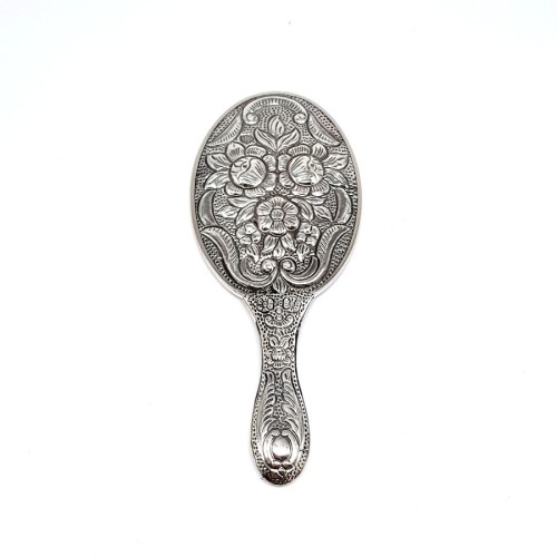  Rose Pattern Silver Hand Mirror No 2 - Thumbnail