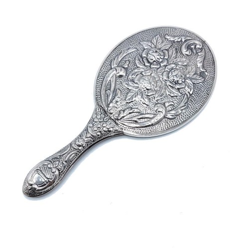  Rose Silver Hand Mirror No 3 - Thumbnail