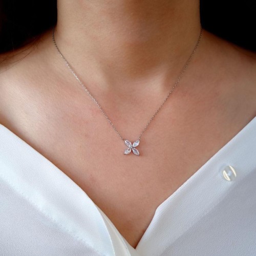 Marquise Roza Women's Silver Necklace - CNG Jewels (1)