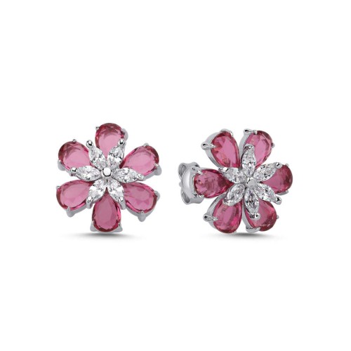 Ruby Daisy Women's Silver Earrings - 1