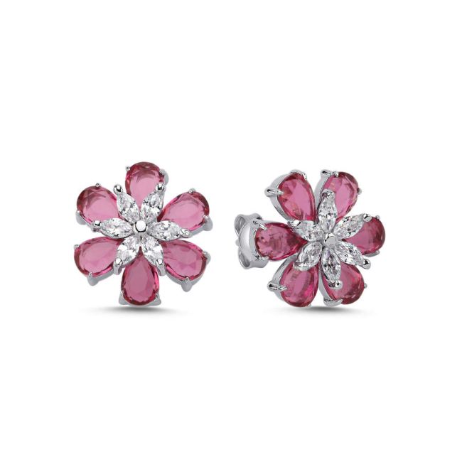 Ruby Daisy Women's Silver Earrings - 1
