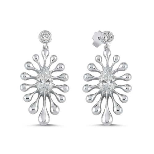 Lucia Stone Dangled Silver Women's Earrings - 1
