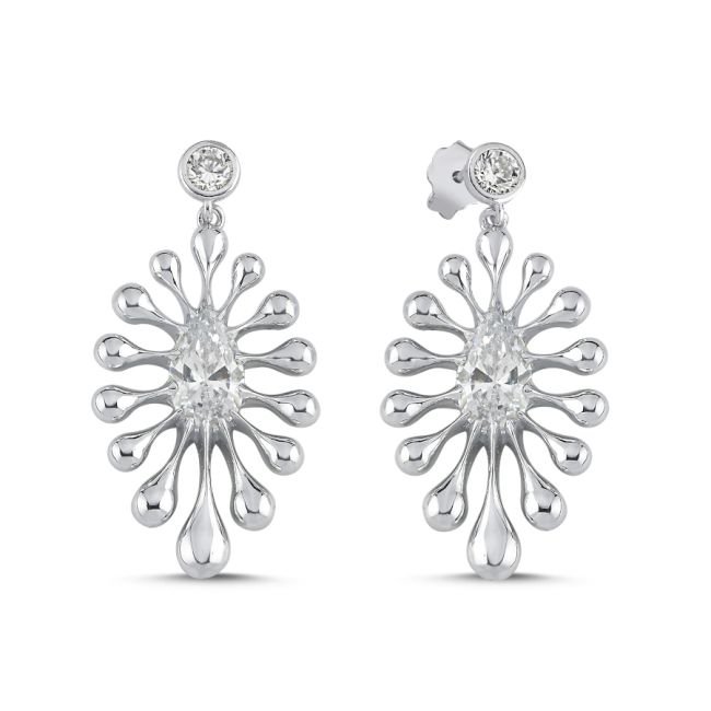 Lucia Stone Dangled Silver Women's Earrings - 1