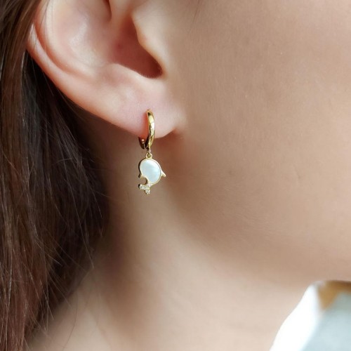 Sallantılı Yunus Gold Gümüş Kadın Küpe - CNG Jewels