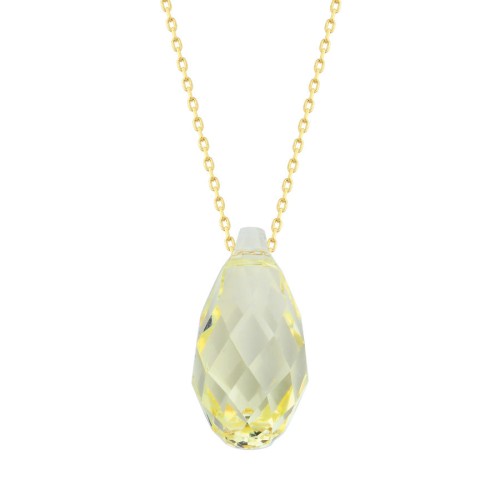 Sarı Swarovski Crystal 14 Ayar Altın Kolye - 1