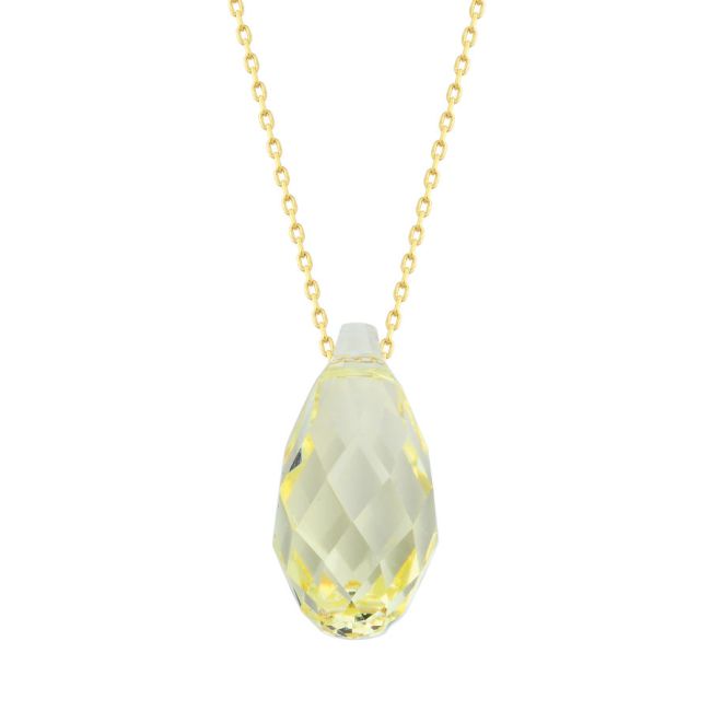 Sarı Swarovski Crystal 14 Ayar Altın Kolye - 1